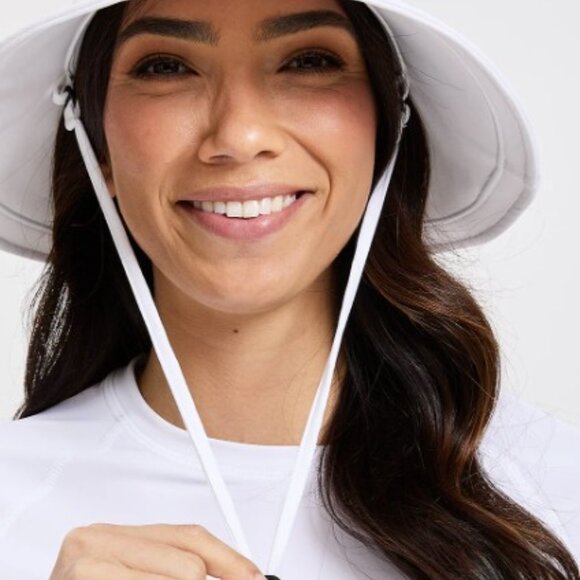 NWT White Solbari Wide Brim  Swim Sun Hat UPF 50+ Packable- ONE SIZE - Picture 2 of 6